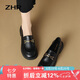 ZHR樂福鞋女春秋復(fù)古金屬扣粗跟女鞋一腳蹬單鞋女兩穿 AH352 黑色 38