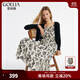 歌莉婭（GOELIA）女裝連衣裙女碎花吊帶裙短開衫流行氣質(zhì)兩件套裝裙1C2RAB600 82D杏底黑山茶花印花 S