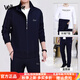 Walker Shop品牌運(yùn)動(dòng)套裝男秋冬新款大碼爸爸裝三件套男士運(yùn)動(dòng)服外套 【3801款】寶藍(lán)/配直筒褲 XL 建議121-140斤