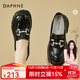 DAPHNE達芙妮厚底樂(lè )福鞋女漆皮軟底英倫風(fēng)小皮鞋新款英倫風(fēng)工作鞋子 黑色 跟高6.5cm 37 (235mm)