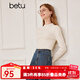 百圖betu女裝秋季新款毛針織衫經(jīng)典半高領(lǐng)長(cháng)袖打底衫女2309T23 米白 L