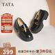 他她（TATA）盧昱曉同款魔法偵探厚底樂福鞋女真皮黑色小皮鞋JK鞋單鞋 黑色（跟高6CM） 38
