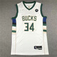NBA VIBE雄鹿隊34號字母哥黑色城市版刺繡球衣雷阿倫紫綠大鹿頭籃球服背心 75周年版 S  （170cm 110-130斤
