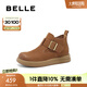 百麗（Belle）休閑時(shí)尚高幫休閑靴商場(chǎng)同款真皮舒適短靴D4P1DDD4 棕色 39 (245mm)
