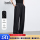 百圖betu女裝2025春季新款休閑褲松緊高腰直筒休閑褲顯瘦褲子2501T62 炭灰 M