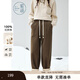紫涵（ZIHAN）紫涵高腰抽繩哈倫褲女2024年冬季新款寬松顯瘦保暖休閑褲子蘿卜褲 山霧綠 XL