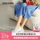 斯凱奇（Skechers）漁夫鞋秋季一腳蹬女鞋蕾絲單鞋透氣懶人散步鞋休閑媽媽鞋健步鞋 896020-LTGY/淺灰色 38