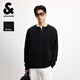 杰克·瓊斯（JACK&JONES）男裝25年秋冬季毛衣男士慵懶風(fēng)寬松休閑亨利領(lǐng)針織復古提花打底衫 E40黑色 常規 M （175）