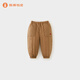 微獅牧尼嬰幼兒夾棉加厚棉褲寶寶保暖褲小童冬裝可愛(ài)秋冬外穿長(cháng)褲 肉桂棕 120