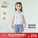 英氏（YEEHOO）兒童衣服夏季戶(hù)外休閑套裝女童透氣背心短褲中大童新中式套裝