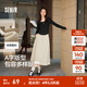 森馬（Semir）半身裙女磨毛純色A字長(cháng)裙簡(jiǎn)約百搭秋季純棉寬松傘裙顯瘦潮流 淺卡其50356 S