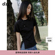 DZZIT地素短袖T恤2025夏季新款新中式黑色斜門襟上衣女3J2B3511A 黑色 M