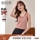 熙世界（sllsky）紅色條紋針織吊帶背心女2025春夏新款內(nèi)搭U領(lǐng)打底無袖上衣 杏底紅條 L