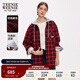 Teenie Weenie小熊女裝2025秋新款復古學(xué)院風(fēng)潮流格紋撞色連帽襯衫 紅色 S 160
