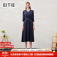 愛特愛（EITIE）氣質(zhì)V領法式浪漫收腰中長裙連衣裙垂墜大氣春季新款A2307117 深藍色31 L 165