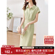 尚都比拉襯衫連衣裙女夏季中長(cháng)款氣質(zhì)收腰顯瘦中長(cháng)款開(kāi)叉裙子 淺綠色 L