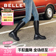 百麗（Belle）七夕禮物金晨明星同款厚底小V靴彈力靴女商場款長靴B9D1DDG4 【金晨同款】黑仙草（微光皮面） 37 (235mm)