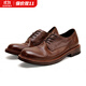 CAPLOST男士手工固特異德比鞋牛皮大底水洗作舊復古商務(wù)休閑百搭皮鞋 咖啡色 42