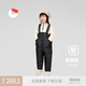 保姆鵝 寶寶可調(diào)節(jié)羽絨背帶褲男女童保暖長(zhǎng)褲羽絨褲冬裝連體褲 炭黑 130