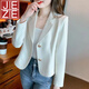 JEZE小個(gè)子短款西裝外套女2025春秋新款時(shí)尚氣質(zhì)小西服設計感小眾上衣 米白色【z】 XL 【建議115-125斤】