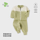 跳跳兔嬰幼兒寶寶加厚保暖奧粒絨套裝秋冬立領(lǐng)開(kāi)衫外套高腰休閑褲兩件套 青綠色 80 【建議73-80CM，18-21斤】