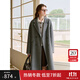 范思藍恩鉆石立裁系列 100%羊毛復古翻領(lǐng)雙排扣大衣冬裝毛呢外套 高級灰 S
