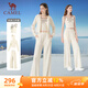 駱駝（CAMEL）連帽三件套女闊腿瑜伽運(yùn)動休閑套裝 Y24CA4L0634 淺杏白 M