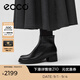 愛步（ECCO）靴子女 女鞋冬季牛皮短靴粗跟保暖女靴 雕塑222413 黑色22241301001 36 （尺碼偏小，建議拍大一碼）