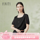 菲妮迪雪紡衫夏季新款簡(jiǎn)約赫本風(fēng)百搭方領(lǐng)小衫上衣女 黑色 M
