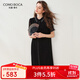 科蒙博卡2024春夏真絲新款職場(chǎng)輕熟風(fēng)連衣裙女黑色氣質(zhì)桑蠶絲裙子 黑色 M