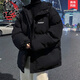 杭潮社【買(mǎi)一送一包郵】棉衣男冬季加厚棉襖外套連帽羽面包絨服衣服男 黑色【送圍巾】 XL