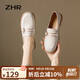 ZHR樂(lè )福鞋女春秋百搭通勤兩穿單鞋女真牛皮軟底女鞋 BK81 米色 38 