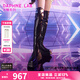 DAPHNE LAB【陳粒同款】方糖過膝靴 3代新款超厚底增高長靴顯腿細(xì)女靴 黑色 【博主同款】 37 (235mm)