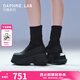 DAPHNE LAB【吳海媛萬妮達(dá)同款】方糖厚底襪靴女 復(fù)古時尚切爾西短靴彈力靴 經(jīng)典黑【博主同款】 9.5cm 38