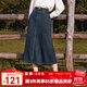 betu女裝2025秋季新款半身裙時(shí)髦破骨復古洗水牛仔裙子女2508T68 深牛仔藍 L