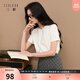 三彩2025冬季新款純色T恤圓領(lǐng)正肩短袖上衣休閑簡(jiǎn)約Z 奶白色 M 160/84A