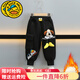 G.duck小黃鴨童裝男童加絨褲子秋冬2025新款兒童運動(dòng)褲男孩衛褲寶寶長(cháng)褲 黑色 100 建議2~3歲【 90-100cm】cm