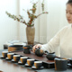功夫茶套裝高端日式功夫茶具套裝家用辦公會(huì )客輕奢黑陶防燙小茶盤(pán) 古韻套裝18頭（漸變色）