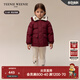 Teenie Weenie Kids小熊童裝24冬男女寶仿羊羔絨翻領(lǐng)三防羽絨服 酒紅色 110 cm