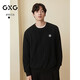 GXG男裝圓領(lǐng)衛衣雙色絞花提花長(cháng)袖上衣內搭 黑色 XL