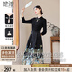 她池立領(lǐng)連衣裙2025秋裝新款女國風(fēng)拼接馬面裙新中式中長(cháng)裙