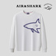 大青鯊 AIR SHARK意大利鯊魚(yú)重磅衛衣男女款秋冬新品歐美潮流長(cháng)袖T恤休閑外套加絨 白色衛衣 AIR半邊鯊魚(yú) XL 建議140-160斤