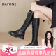 達(dá)芙妮官方長(zhǎng)筒靴女靴秋冬2024新款騎士靴女彈力高筒靴顯瘦百搭長(zhǎng)靴女 黑色【升級(jí)推薦】 40