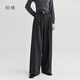 初棉立體剪裁TR西裝闊腿褲女25秋新品微磨毛氣質(zhì)高級微寬松長(cháng)褲 黑灰色 M
