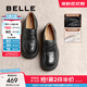 百麗（Belle）歡樂奏jk樂福鞋2025春新商場同款真皮百搭休閑鞋D2P1DAA5 黑色 37 (235mm)