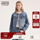 Teenie Weenie小熊女裝短外套2025秋季新款氣質(zhì)通勤小香風(fēng)牛仔上衣 藍(lán)色 M