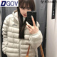 DGOV羽絨棉服女2025年新款冬季輕薄小棉襖連帽復古國潮牌美式加厚外套 淺灰色【zt】 L 【95-115斤】