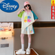 迪士尼（Disney）女大童夏裝套裝2025新款韓版卡通可愛(ài)女孩polo領(lǐng)短袖寬松版兩件套 *杏色【多巴胺套裝】* 160 【建議身高150cm左右】