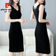 皮爾卡丹（pierre cardin）黑色吊帶背心裙女夏季外穿無(wú)袖內搭打底連衣裙中長(cháng)款一步包臀裙子 黑色 前V 2XL