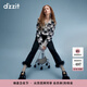DZZIT【爆款補單】地素牛仔打底褲春秋甜酷少女水洗黑可拆卸羽毛飾邊 黑色 XS
